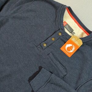 The American Outdoorsman Indigo Heather Sherpa Lined Waffle Henley Shirt XXL T